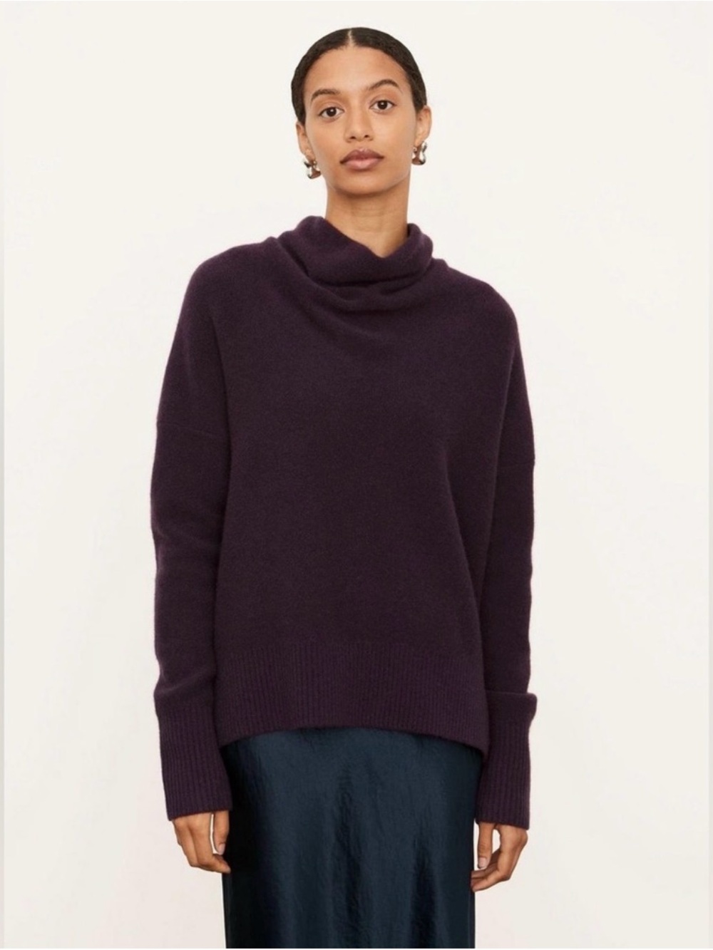 Vince Deep Plum Cashmere Cowl Neck Sweater